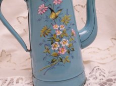 画像4: エトワール社ターコイズブルー小鳥と小花柄コーヒービギンポット (4)