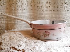 画像3: ピンクのぼかし花柄蓋つき片手鍋 (3)