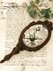 画像2: 薔薇や花、レースモチーフの木製手鏡 (2)
