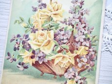 画像3: スミレと黄薔薇の花籠ポストカード (3)