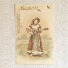 画像1: 楽器を弾く少女　ポストカード (1)
