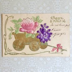 画像1: 薔薇とスミレの花車のポストカード (1)
