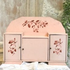 画像1: 木製ドール用　お花柄ピンクのキャビネット (1)