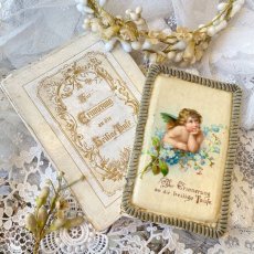 画像1: 勿忘草と天使の柄　洗礼セルロイドカード　　BOX付き (1)