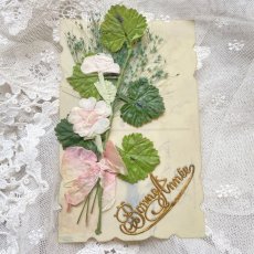 画像1: 布花の花束つき　セルロイドカード (1)