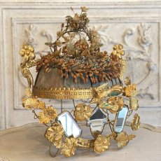 画像1: グローブ・ド・マリアージュ　ゴールドの花の装飾とWAXフラワー付き　 (1)