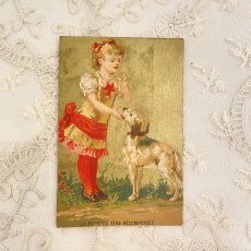 画像2: 少女と犬のクロモスカード　４枚セット (2)