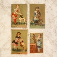 画像1: 少女と犬のクロモスカード　４枚セット (1)