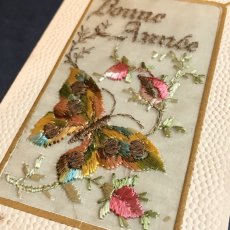 画像2: 蝶と花の刺繍ポストカード (2)