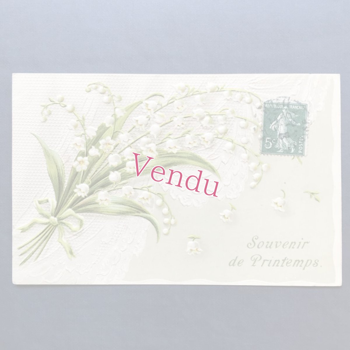 画像1: すずらんの花束 エンボス加工ポストカード (1)