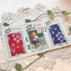 画像1: 赤ずきんのサンプル布カード (赤花柄×青花柄) (1)