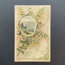 画像1: ミモザと海の見える丘の風景　ポストカード (1)