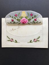 画像2: 薔薇の花カゴ刺繍ポストカード (2)
