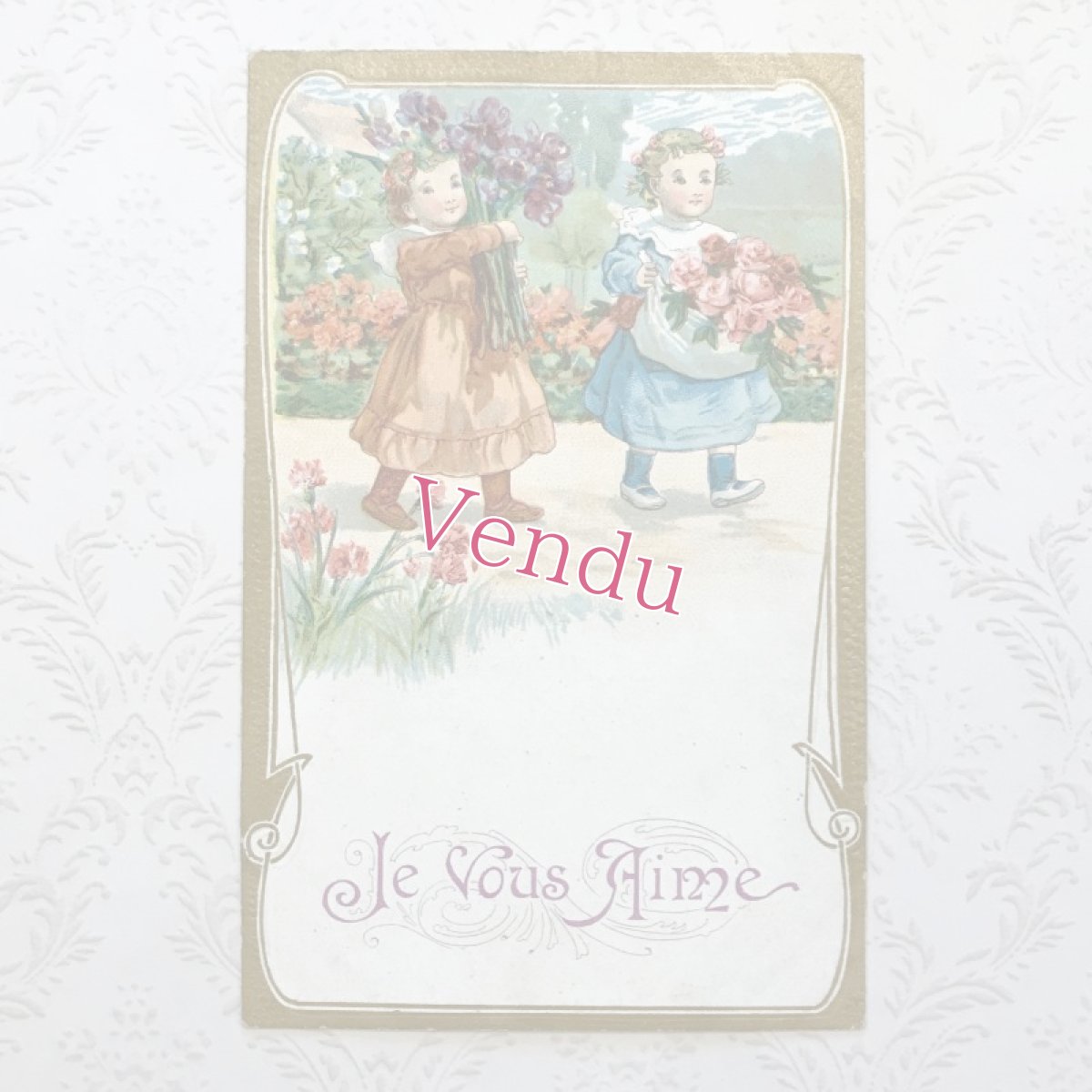 画像1: Je vous Aime 2人の女の子のポストカード (1)