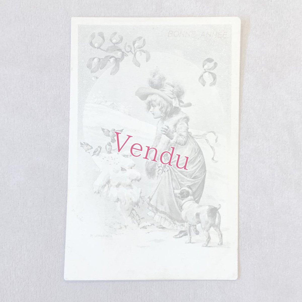 画像1: Vienna 少女と小鳥と犬のポストカード (1)