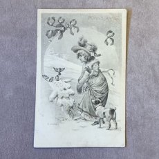 画像1: Vienna 少女と小鳥と犬のポストカード (1)