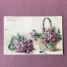 画像1: スミレの花束とスミレの花籠ポストカード (1)