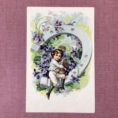 画像1: 蹄鉄と男の子　スミレのポストカード (1)