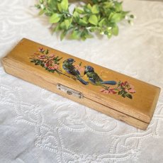 画像2: 小鳥と野バラの木製ペンケース (2)