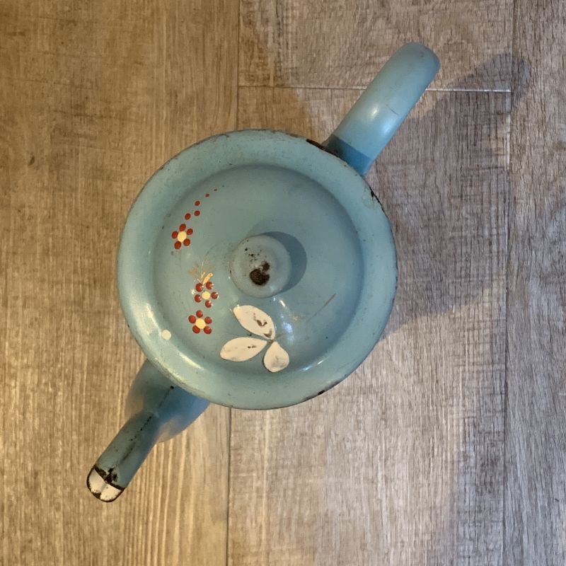 通常価格¥21780→¥13068*海の風景とお花の絵付けの水色ポット - Torico