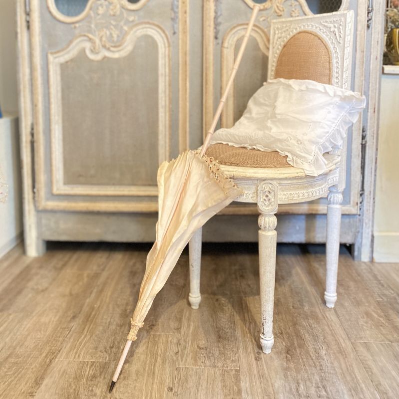 アンティーク シルク製 シルクシフォン 淡いピンクの薔薇 ロココモチーフ (大) アンティーク シルク製 シルクシフォン 淡いピンクの薔薇 ロココ