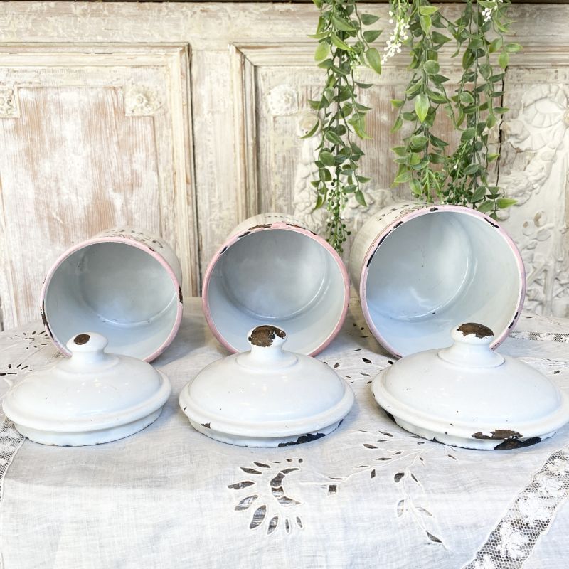 ホワイト地ピンクラインキャニスター ６点セット Torico Lore