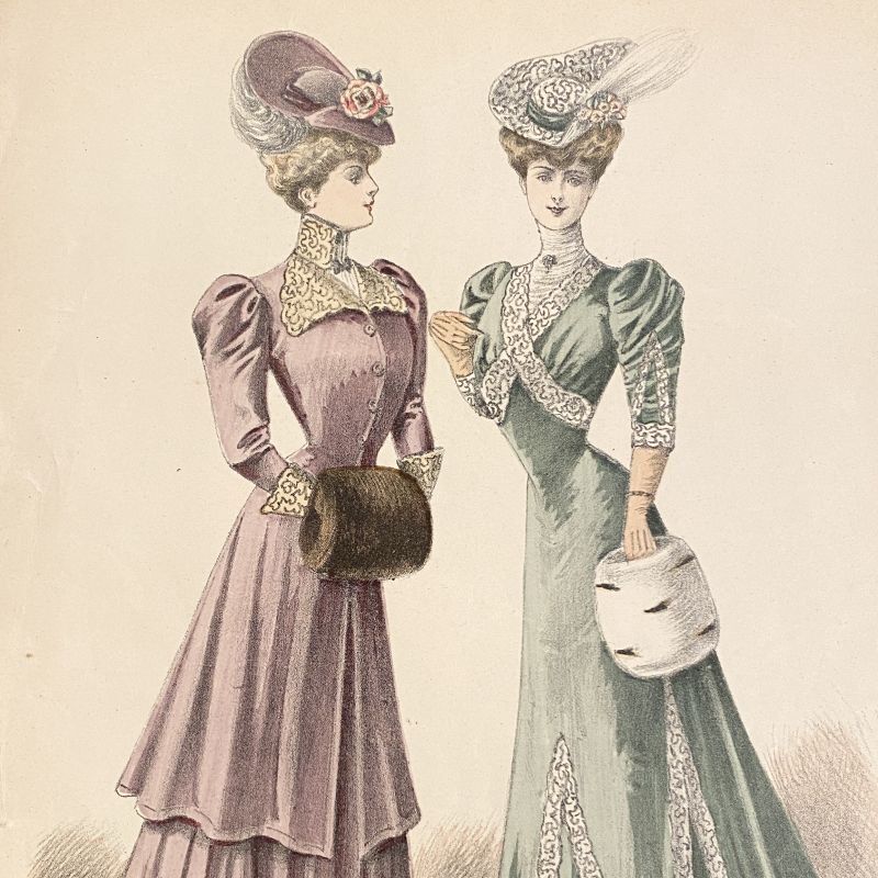 ファッションプレート Journal Des Demoiselles 2人の淑女 D Torico Lore