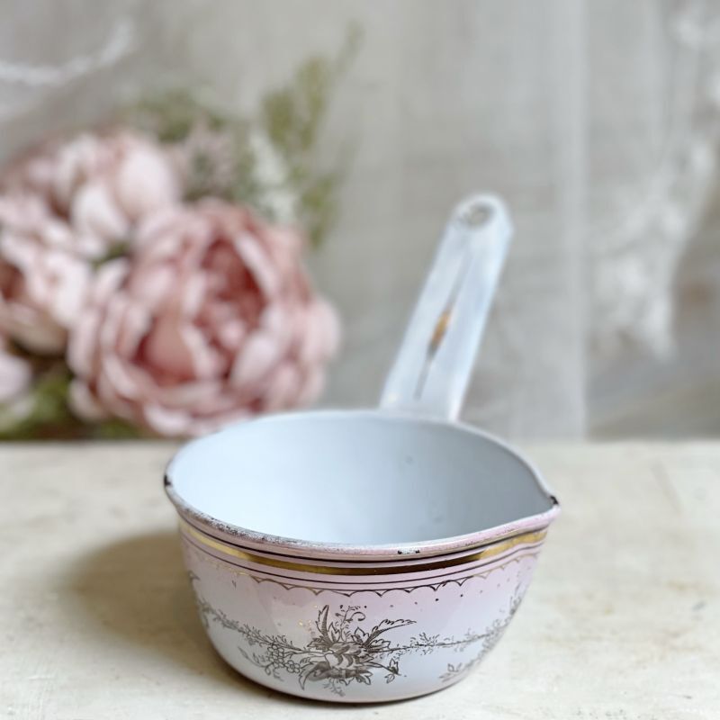 通常価格¥8800→¥6160*ピンクぼかしと草花柄ゴールドラインのホーロー