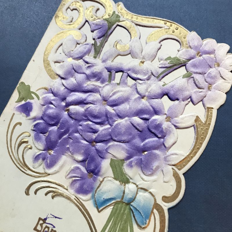 スミレの花束の見開きポストカード Torico Lore