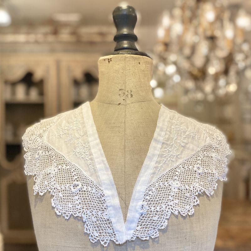 アンティーク アイリッシュクロッシェレースの襟【s0319】 厳つく 