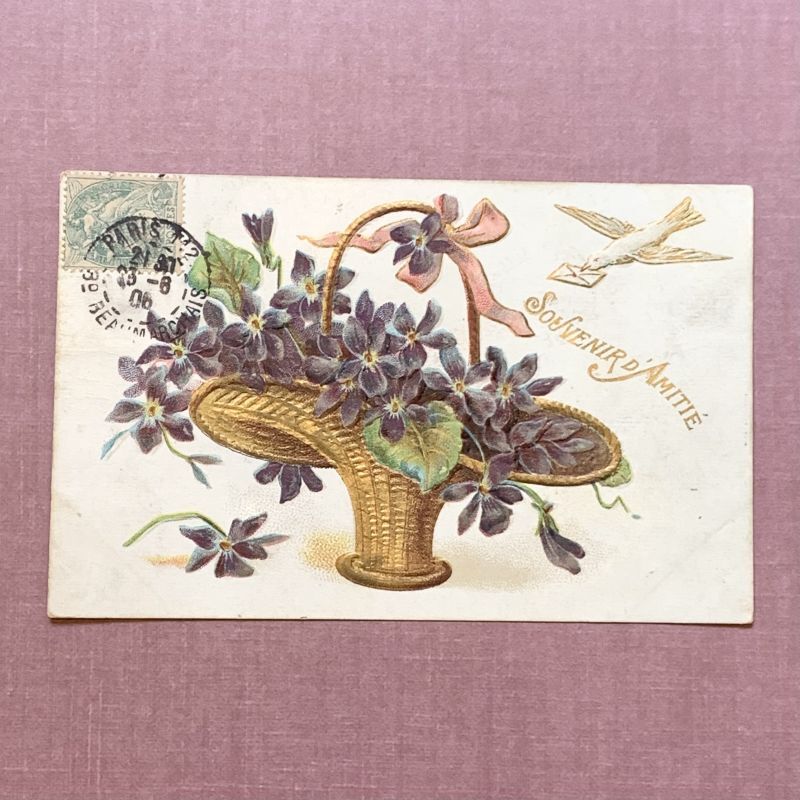 画像1: スミレの花籠ポストカード (1)