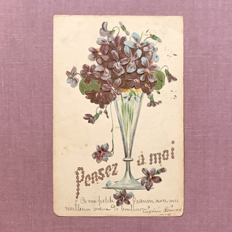 画像1: スミレとガラス花瓶ポストカード (1)